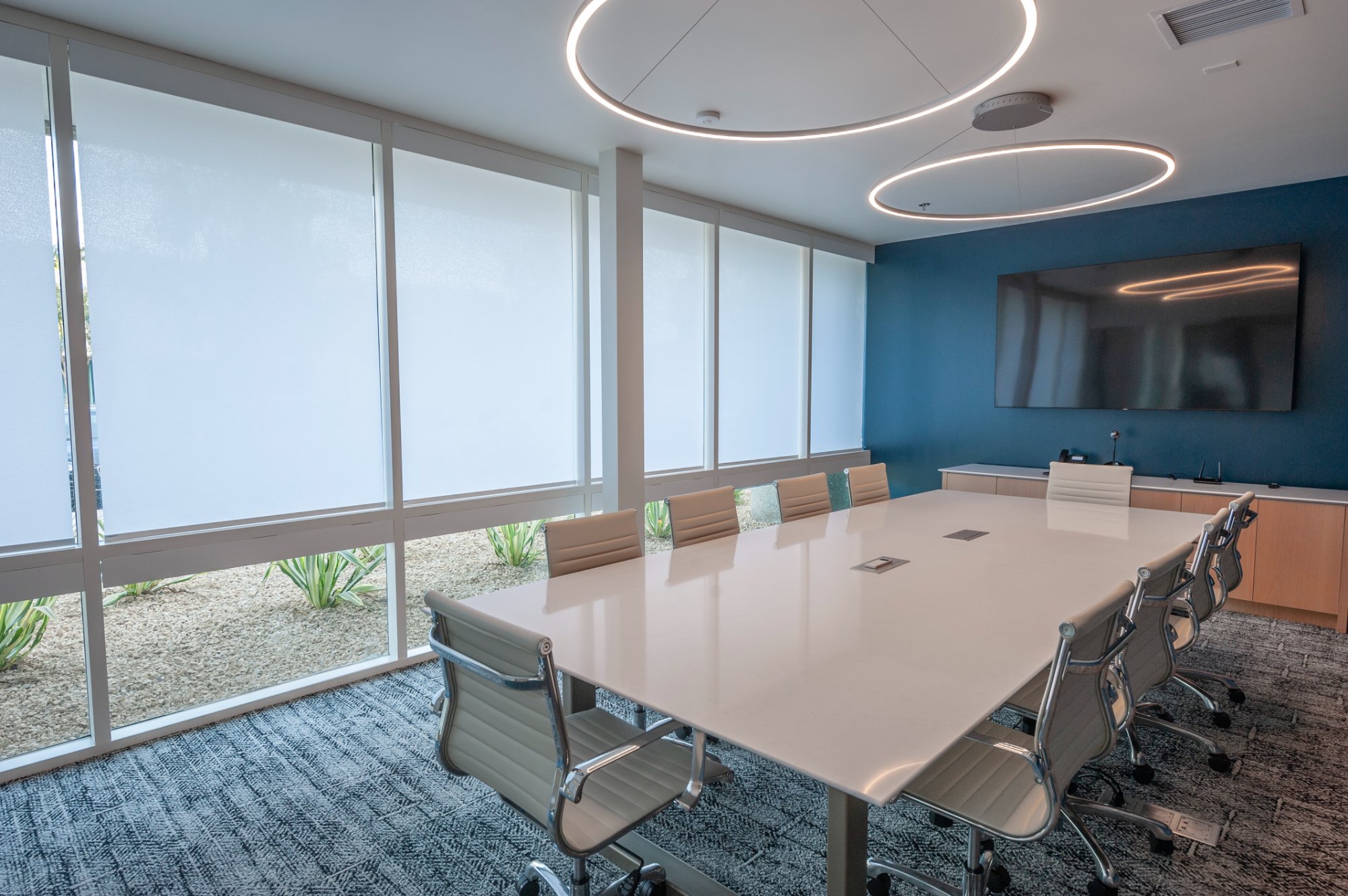 Commercial roller shades in a Las Vegas conference room